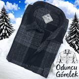 Eren Style Kışlık Pamuklu Uzun Kollu Kapaklı Çift Cepli Erkek Oduncu Gömlek (Regular Kalıp) - XL - Haki