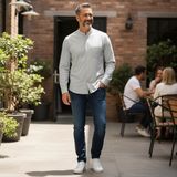 Eren Style Klasik %100 Cotton Uzun Kollu Hakim Yaka Gömlek (Regular Kalıp) - Krem - XL