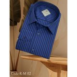 Eren Style Klasik %100 Cotton Uzun Kollu Terletmeyen Kışlık Flanel Çizgili Süler Gömlek (Regular Kalıp) - Lacivert