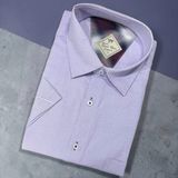 Eren Style Linen Keten Klasik %100 Cotton Kısa Kollu Terletmeyen Gömlek - Lila