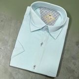 Eren Style Linen Keten Klasik %100 Cotton Kısa Kollu Terletmeyen Gömlek - Turkuaz