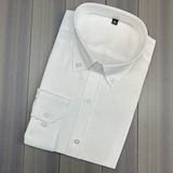 Eren Style Linen Uzun Kol Pamuklu Yakası Gizli Düğmeli Gömlek (Slim Fit Kalıp) - Beyaz