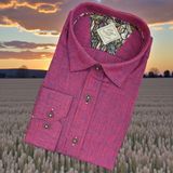 Eren Style Linen Uzun Kol Pamuklu Yakası Gizli Düğmeli Gömlek (Slim Fit Kalıp) - Fuşya
