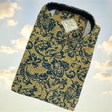 Eren Style Linen Uzun Kol Pamuklu Yakası Gizli Düğmeli Gömlek (Slim Fit Kalıp) - Sarı - XL