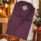 Eren Style Pamuklu Bordo Uzun Kollu Erkek Gömlek (Slim Fit Kalıp) - 2XL