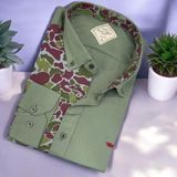 Eren Style Pamuklu Haki Uzun Kollu Erkek Gömlek (Slim Fit Kalıp)