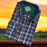 Eren Style Pamuklu Kareli Uzun Kollu Erkek Gömlek (Slim Fit Kalıp) - Lacivert