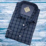 Eren Style Pamuklu Linen Kumaş Kısa Kollu Erkek Gömlek (Regular Kalıp) - 2XL - Lacivert