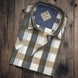 Eren Style Pamuklu Linen Kumaş Kısa Kollu Erkek Gömlek (Regular Kalıp) - 2XL - Vizon