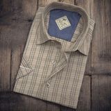 Eren Style Pamuklu Linen Kumaş Kısa Kollu Erkek Gömlek (Regular Kalıp) - Bej