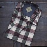 Eren Style Pamuklu Linen Kumaş Kısa Kollu Erkek Gömlek (Regular Kalıp) - Bordo