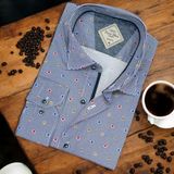 Eren Style Pamuklu Poplin Mavi Uzun Kollu Likralı Erkek Gömlek (Slim Fit Kalıp) - XL