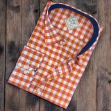 Eren Style Pamuklu Turuncu Uzun Kollu Erkek Gömlek (Slim Fit Kalıp)