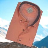 Eren Style Pamuklu Uzun Kollu Erkek Gömlek (Slim Fit Kalıp) - Nar Çiçeği
