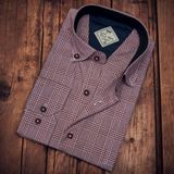 Eren Style Pamuklu Uzun Kollu Kareli Erkek Gömlek (Regular Kalıp) - Bordo