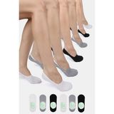 ERENART Bambu Kadın Babet Siyah-Beyaz-Gri Çorap Dikişsiz Görünmez Kaydırmaz Topuk Silikonlu Premium 6'lı Set - 36 - 40 - Beyaz - Gri - Siyah