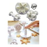 Erenle Concept Pasta Kurabiye Şeker Hamuru Şekillendirici Enjektörlü Basmalı Kopat 3 Boy Kar Tanesi Kalıp