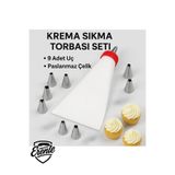 Erenle Krema Sıkma Torbası Kalın 8 başlıklı Duy Seti İle Birlikte Pasta Cupcake Kurabiye Şekillendirici