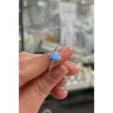 Erer Gümüş 925 Ayar Gümüş Oval mavi Opal Taşlı Vintage Yüzük