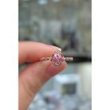Erer Gümüş 925 Ayar Gümüş Oval Pembe Taşlı Vintage Tasarım Kadın Yüzük