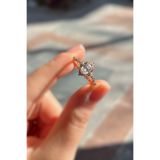 Erer Gümüş 925 Ayar Gümüş Rose Gold Oval Kesim Zirkon Taşlı Vintage Tasarım Kadın Yüzük