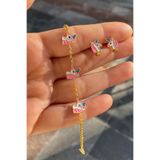 Erer Gümüş Gümüş unicorn çocuk küpe bileklik takım