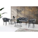 Erez Home Modern Bekleme Odası Ofis Oturma Grubu Mobilyası Çay Seti - Antrasit