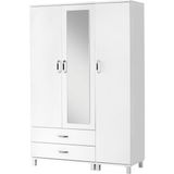 Erezoğulları 120x46x189 cm Beyaz 3 Kapılı 2 Çekmeceli Aynalı Gardırop