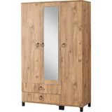 Erezoğulları 120x46x189 cm Ceviz 3 Kapılı 2 Çekmeceli Aynalı Gardırop