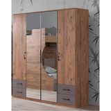 Erezoğulları Aynalı 4 Kapılı 4 Çekmeceli 170X55X210CM Ceviz Gardırop