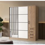 Erezoğulları Damla Meşe Modern Sürgülü Aynalı 180x60x210 CM Gardrop
