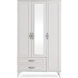 Erezoğulları Irmak 3 Kapılı 2 Çekmeceli 120x48x195 CM Beyaz Gardrop