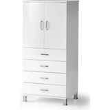Erezoğulları Mobilya Buket 4 Çekmeceli Raflı Kapaklı Şifonyer 61x44x128 Demonte - Beyaz