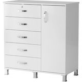 Erezoğulları Mobilya Buket Dolaplı 5 Çekmeceli Şifonyer 94X45X95 cm Demonte - Beyaz