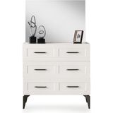 Erezoğulları Mobilya Çakıl Mdf 3 Çekmeceli Aynalı Şifonyer 90X43X84CM - Krem Rengi