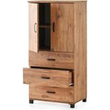 Erezoğulları Mobilya Çok Amaçlı Dolaplı Şifonyer 3 Çekmeceli Kapaklı 60X44X127CM - Meşe