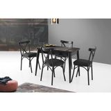 Erezoğulları Mobilya Damla Bahar Mdf Mutfak Masa Sandalye Takımı 60X100CM - Siyah - 60 x 100 cm