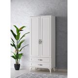 Erezoğulları Mobilya Irmak 2 Kapılı 2 Çekmeceli Gardrop Elbise Dolabı 80 x 48 x 195 cm - Ekru
