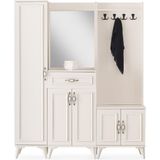 Erezoğulları Mobilya Irmak Portmanto Çift Askılık Ayakkabılık Aynalı 160X37X195 - Krem