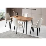 Erezoğulları Mobilya Milano Mdf Açılır Mutfak Masa Sandalyeli Takım 75x130cm - Çam - 75 x 130 cm