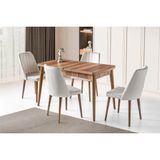 Erezoğulları Mobilya Milano Mdf Açılır Mutfak Masa Sandalyeli Takım 75x130cm - Ceviz - 75 x 130 cm