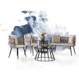 Erezoğulları Mobilya Modern Bekleme Odası Ofis Oturma Grubu Mobilyası 2+1+1 - Krem