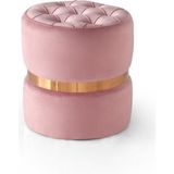 Erezoğulları Mobilya Modern Dekoratif Yuvarlak Puf Kapitone Kumaş 40 x 42 cm - Pembe