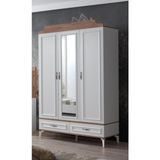 Erezoğulları Modern Trend 3 Kapılı 2 Çekmeceli Beyaz Ceviz Gardırop