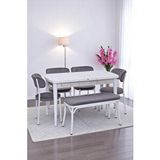 Erezoğulları Nehir Beta Banklı Lak Panel Açılır Mutfak Masa Takımı 75x130cm Beyaz