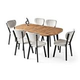 Erezoğulları Venüs Star Mdf Mutfak Masa 6 Lı Sandalye Takımı 80x130 Ceviz