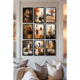 Erfa Concept Modern Tasarım 9 Parça MDF Tablo Seti Salon İçin Şık Duvar Dekorasyon Ürünü