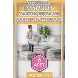Erfa Plastik Ambalaj 90X150 cm 1.kalite Naylon Torba Büyük Boy Kalın Yorgan Yastık Battaniye Poşeti Eşya Koymalık - Şeffaf - 10 Adet - 91x150 Cm