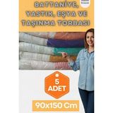 Erfa Plastik Ambalaj 90X150 cm 1.kalite Naylon Torba Büyük Boy Kalın Yorgan Yastık Battaniye Poşeti Eşya Koymalık - Şeffaf - 5 Adet - 91x150 Cm