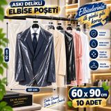 Erfa Plastik Ambalaj Askı Delikli Elbise Kılıfı 60×90 cm - Şeffaf Koruma Torbası 10 Adet